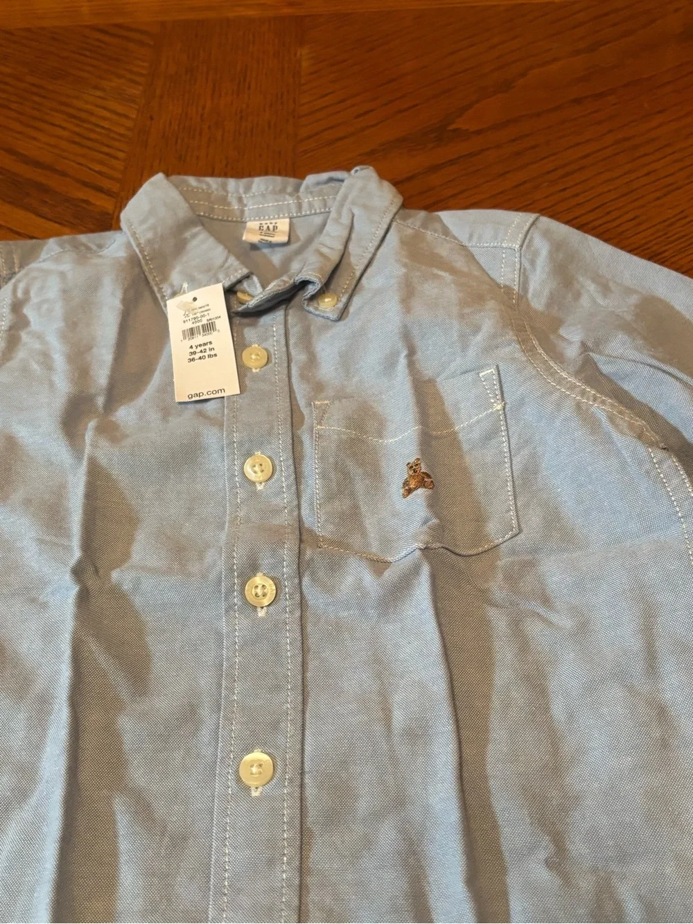 Baby Gap Toddler Boys 4 Years Light Blue Oxford Long Sleeve Button Down Shirt